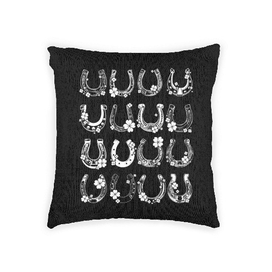 Horse Shamrock Horseshoe Patrick s Day Leaf Lucky Woven Pillows
