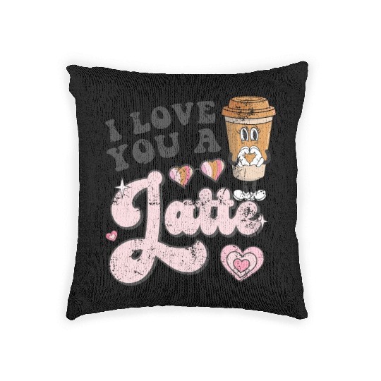 I Love You A Latte Coffee Groovy Valentines Latte Woven Pillows