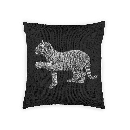 Amur tiger cub Woven Pillows