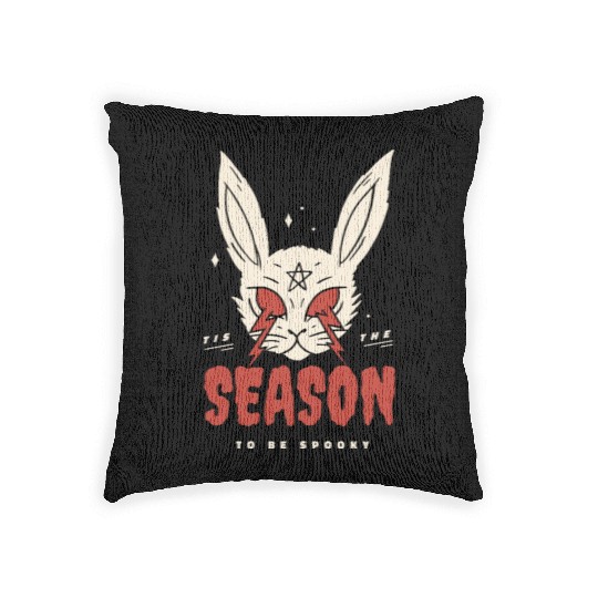 Spooky season scary bunny Spooky season scary bunn Woven Pillows