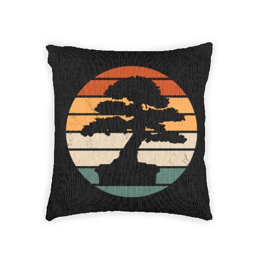 Retro Bonsai Tree Design Woven Pillows