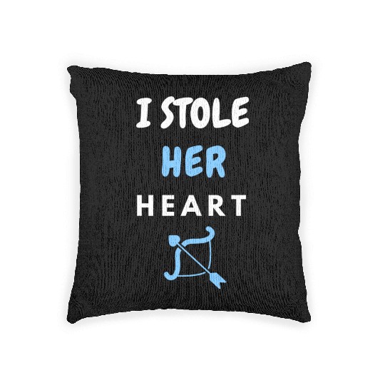 I stole Her Heart, His and hers , valentines day Woven Pillows