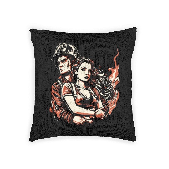 Firefighter Thin Red Line Wife Woven Pillows