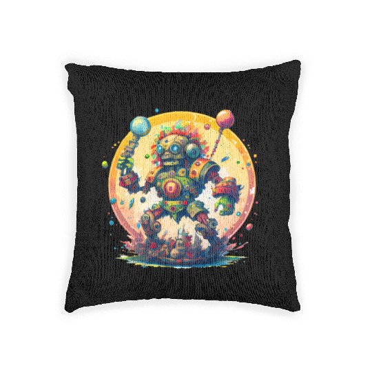 Inca,Maya robot warrior Woven Pillows