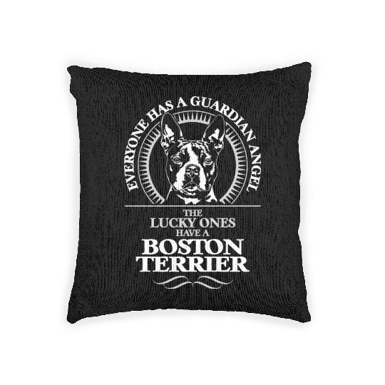 Boston Terrier Guardian Angel Dog quote Woven Pillows