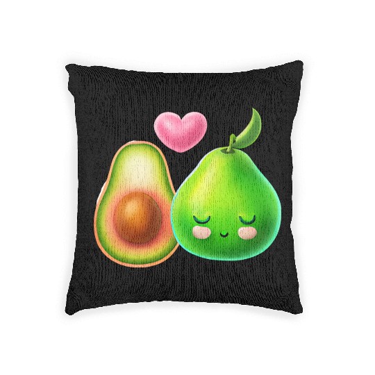 Avocado Love - Cute Couple Design Woven Pillows