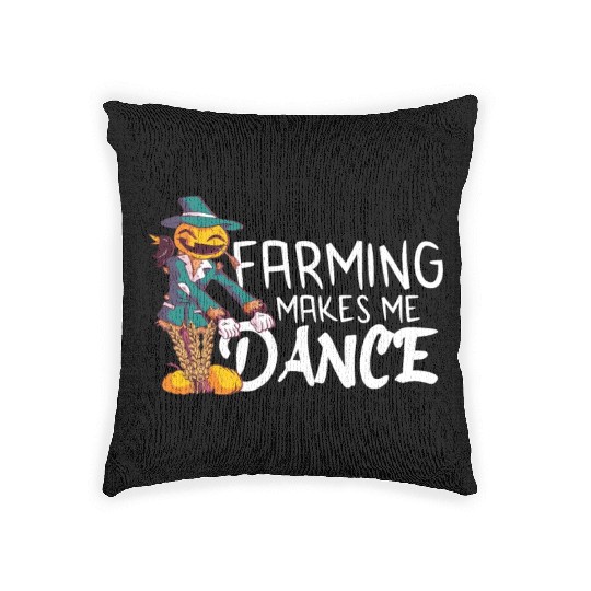 Farming Makes Me Dance Dancing Pumpkin Farmer Woven Pillows