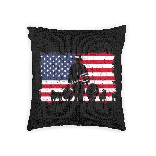 American Flag Patriotic Farmer Farming USA Woven Pillows