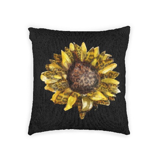 Leopard Print Sunflower Woven Pillows
