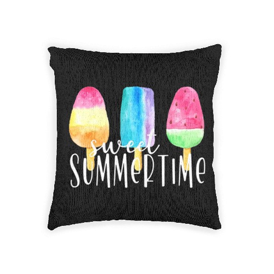 Sweet Summertime Ice Cream Family Vacation Woven Pillows