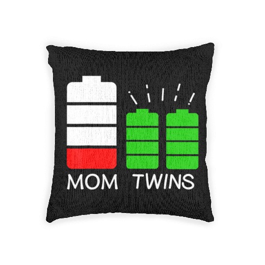 Twin Mom Low Battery Tired Mom Of Twins Woven Pillows