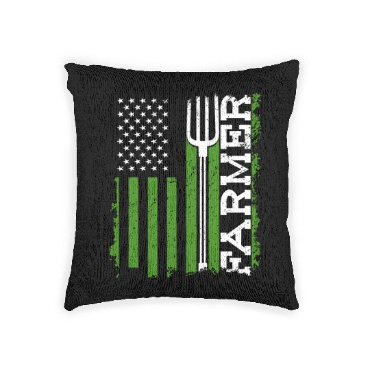American Flag Patriotic Farmer Farming Woven Pillows