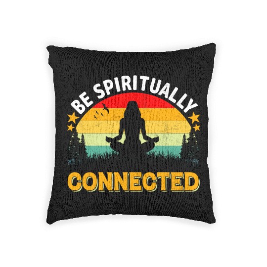 Be spiritually connected yoga Vintage Woven Pillows