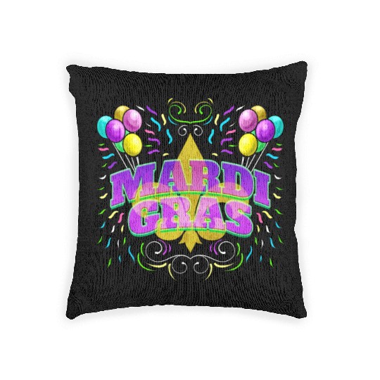 Logo With Ballons and Fleur De Lis For Mardi Gras Woven Pillows