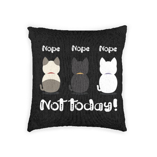 Nope not today three cute kittens illustration Woven Pillows