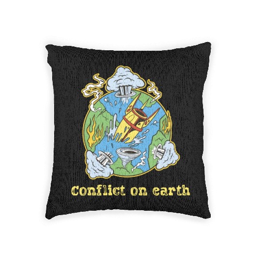 Earth Conflict Earth Suffering Due To Human Action Woven Pillows