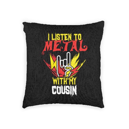 Metal With Cousin Metal Kid Music Lover Rocker Woven Pillows