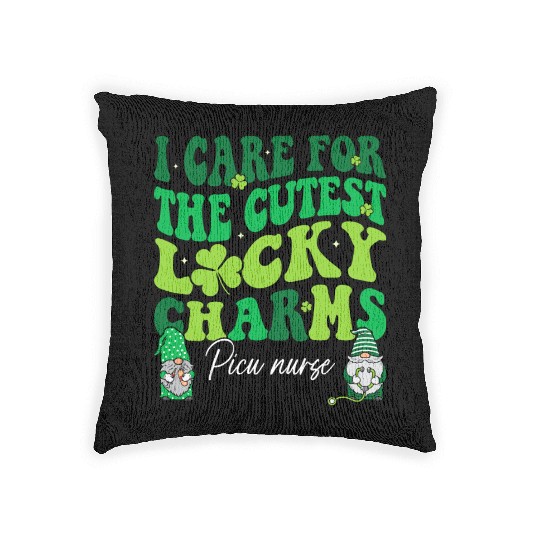 Groovy Retro NICU Nurse St Patrick's Day Woven Pillows