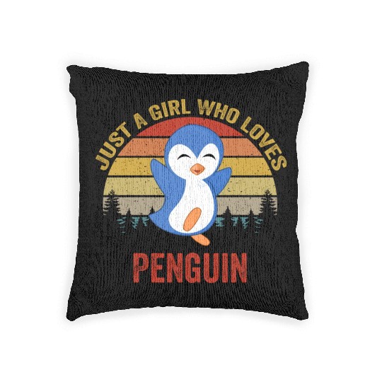 Just A Girl Who Loves Penguins Penguin Lover Woven Pillows