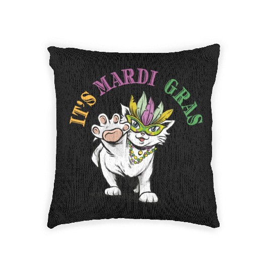 Cat Mardi Gras Woven Pillows