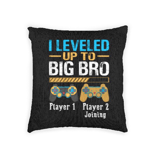 I leveled Up To Big Bro Gamer New Brother Woven Pillows