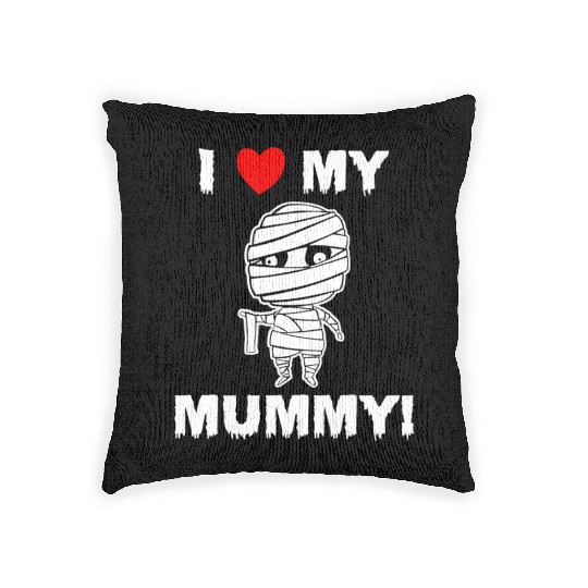 Kids Cute I Love My Mummy Funny Halloween graphic Woven Pillows