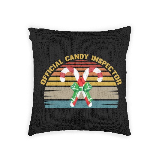 Official Candy Inspector Halloween Candy Corn Woven Pillows