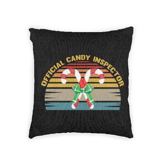 Official Candy Inspector Halloween Candy Corn Woven Pillows