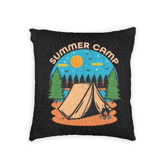 Happy Summer Camp Camping Lover FunnyT-Woven Pillows