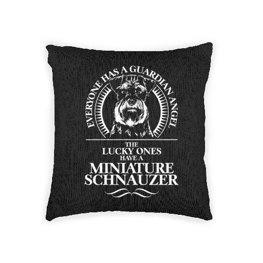 Miniature Schnauzer Guardian Angel dog quote Woven Pillows