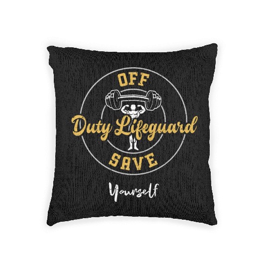 Off Duty Lifeguard Save Yourself Woven Pillows