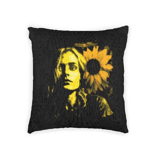 Art Painting Lover Sunflower Girl Art Painting Woven Pillows