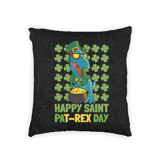 Dinosaur T Rex Dino St Patricks Day Woven Pillows