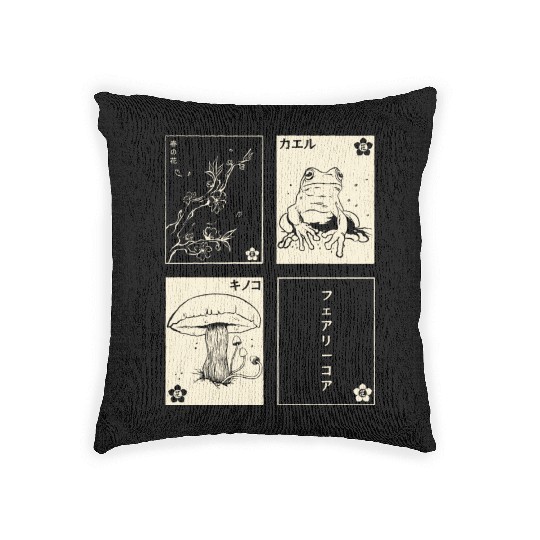 Cottagecore Tarot Cards Fungi Frog Goblincore Woven Pillows