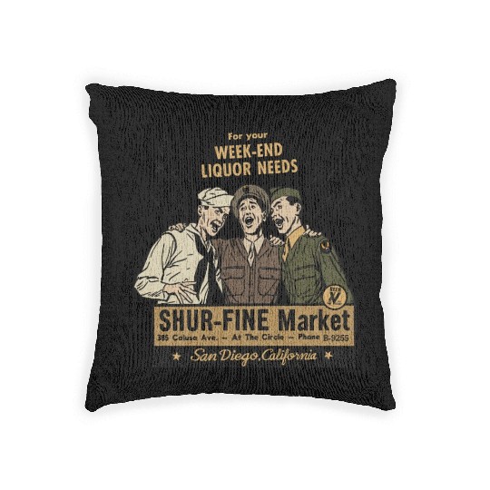 Vintage San Diego Liquor Store Woven Pillows