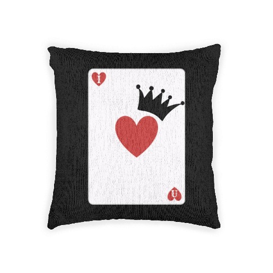 love you on playing card Woven Pillows