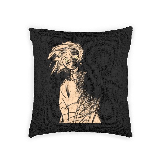 A surprised anime boy Woven Pillows