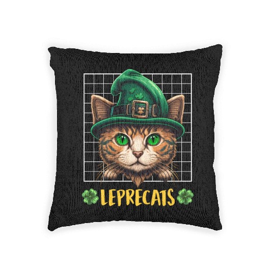 St. Patrick's Day cats leprecats kittens Woven Pillows
