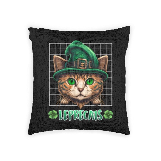 St. Patrick's Day cats leprecats kittens Woven Pillows