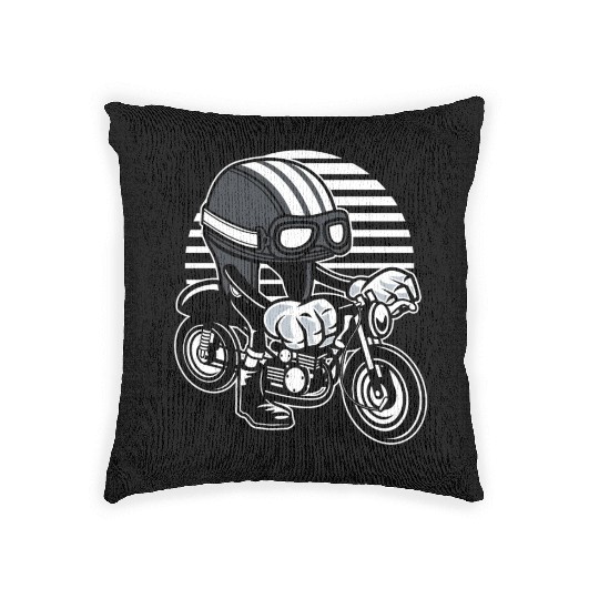 Motorcycle with Cartoon Helmet Woven Pillows
