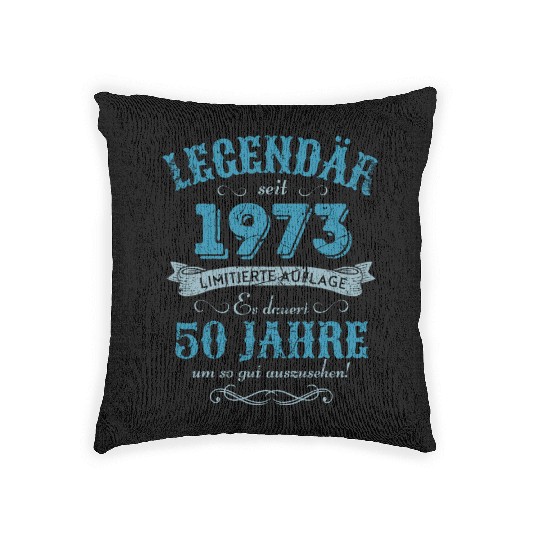 50th Birthday Vintage 1973 Woven Pillows