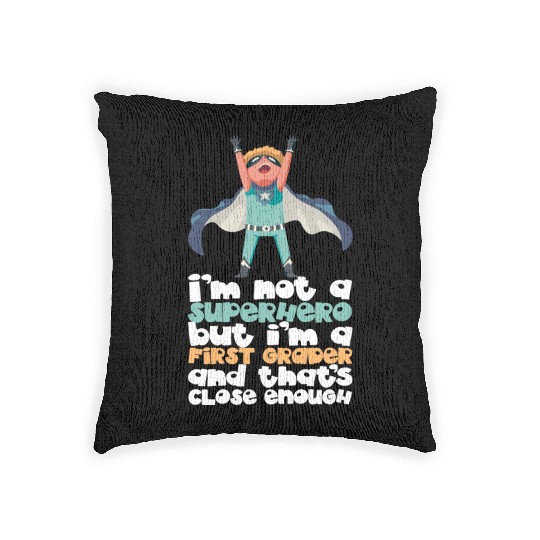 Back To School Superhero First Grader Woven Pillows