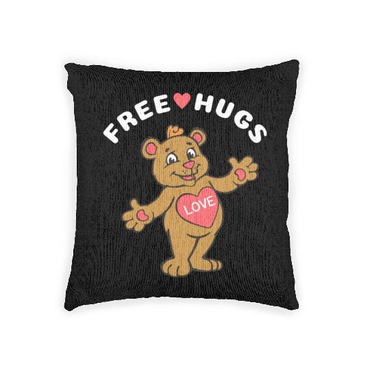 Free Hugs Teddy Bear Woven Pillows