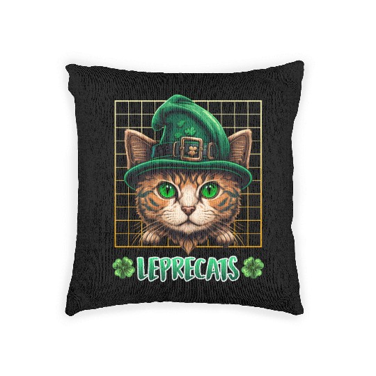St. Patrick's Day cats leprecats kittens Woven Pillows