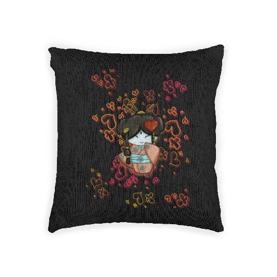 kimono cute Woven Pillows