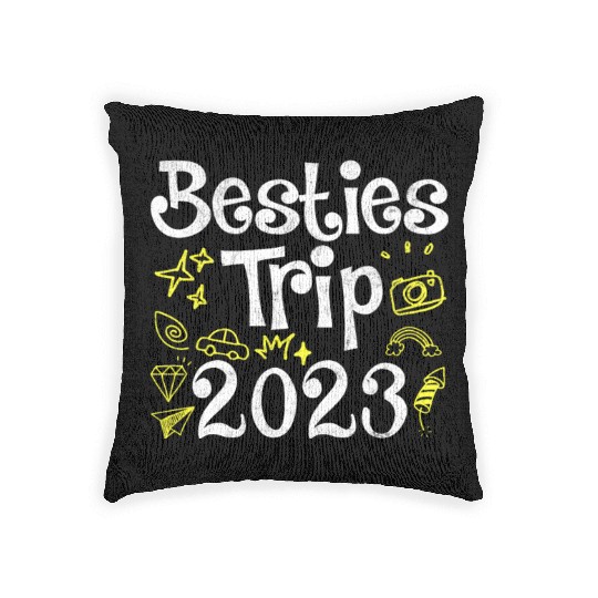 Besties Trip 2023 Summer Vacation Spring Break Woven Pillows