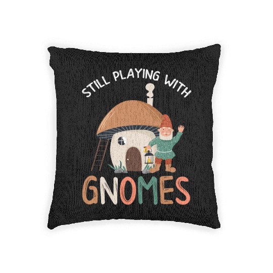 Gnomes - Gnome Collecting - Gnome Collector Woven Pillows
