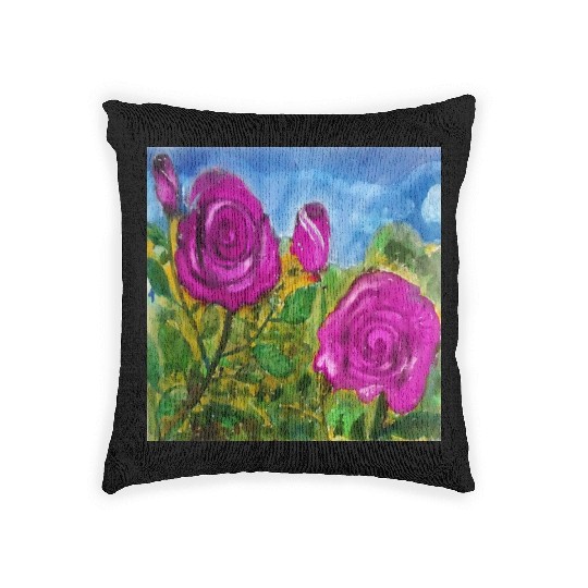 Hand Painted Roses Woven Pillows Woven Pillows Mugs Tote Bags
