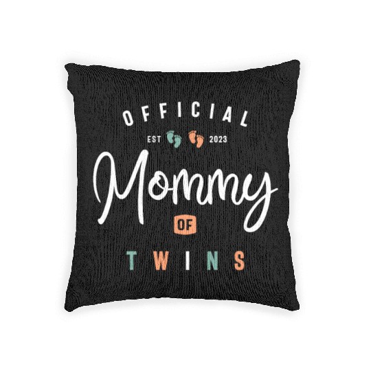 Womens Mommy of Twins New Mom To Be Expecting 2023 Woven Pillows