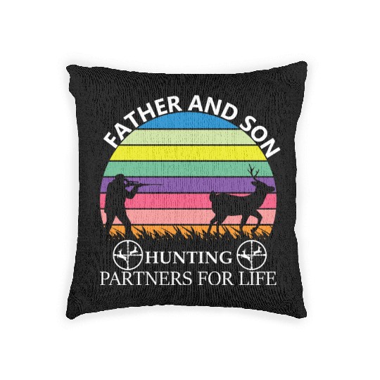 Father and son Hunting Partners For Life Woven Pillows